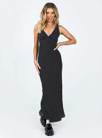 Nellie Maxi Dress Black Polka Dot