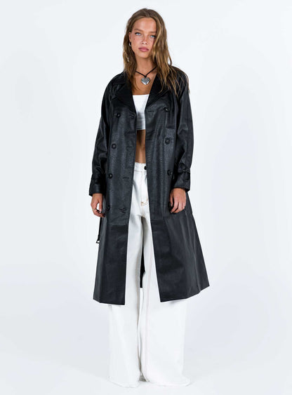 Montanna Faux Leather Coat Black