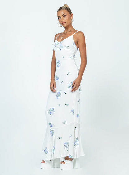 Sing Along Maxi Dress White / Blue