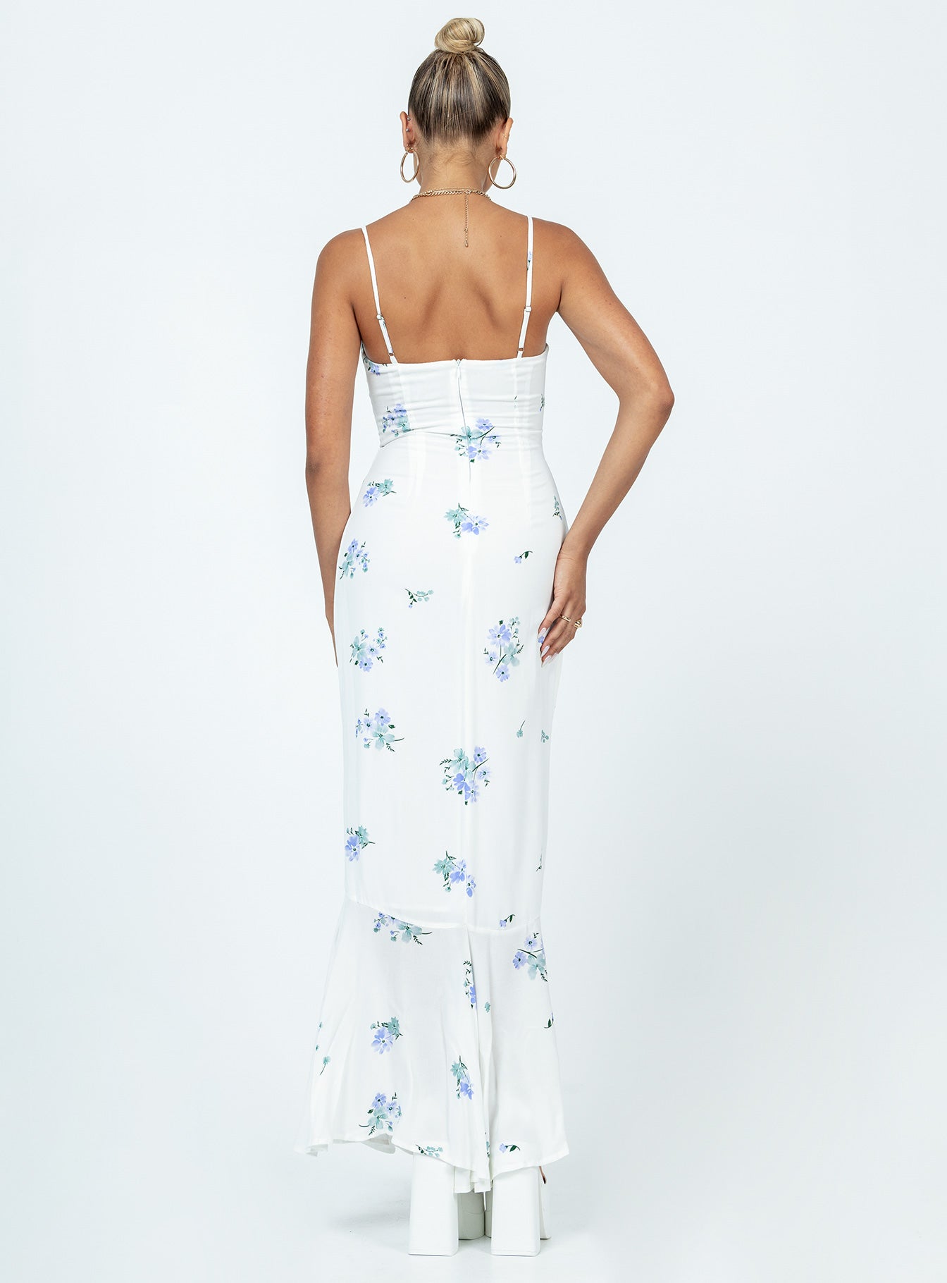 Sing Along Maxi Dress White / Blue