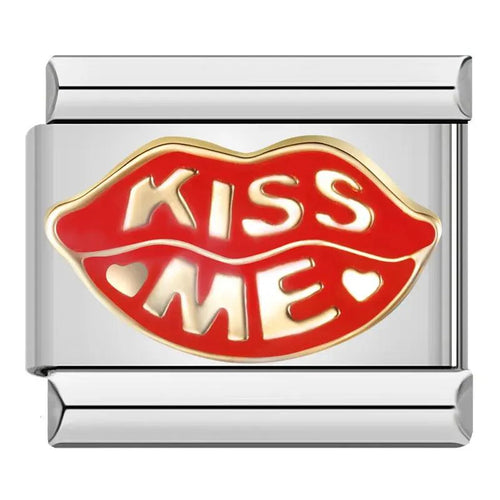 Mouth with Luscious Red Lips, Kiss Me, on Silver